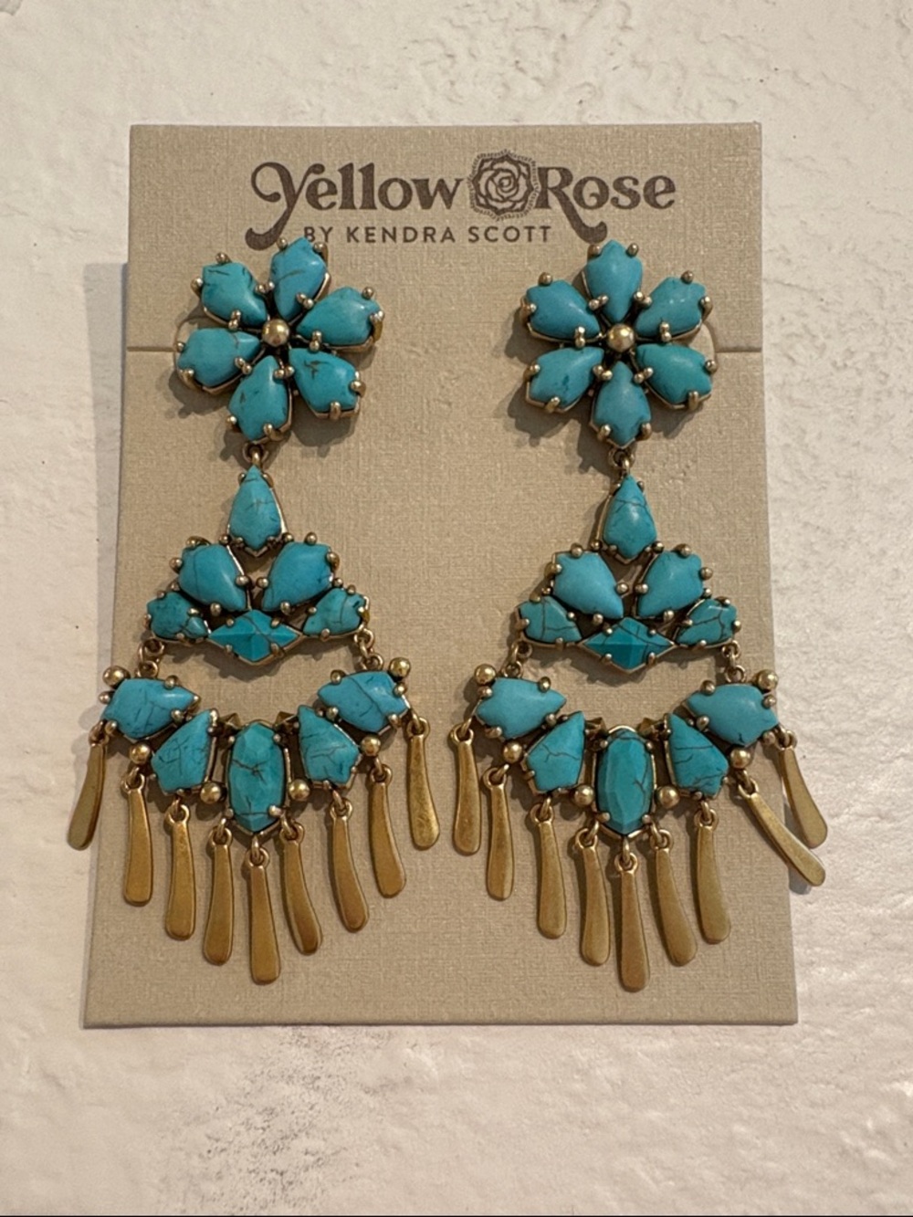 Kendra Scott Turquoise Floral Chandelier Earrings